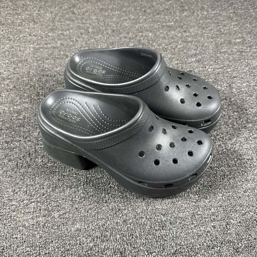 Crocs Siren Clog Size M6 / W8 Black High Heel Platform Slip On